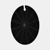 Zwart grijs spinweb Halloween patroon Metalen Ornament (Voorkant links)