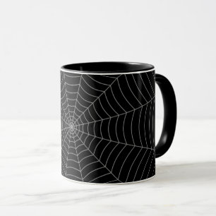 Zwart grijs spinweb Halloween patroon Mok