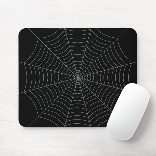 Zwart grijs spinweb Halloween patroon Muismat (Met muis)