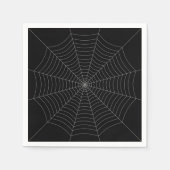 Zwart grijs spinweb Halloween patroon Servet (Voorkant)