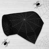 Zwart grijs spinweb Halloween patroon Stropdas