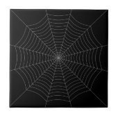 Zwart grijs spinweb Halloween patroon Tegeltje (Voorkant)