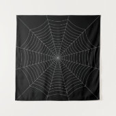 Zwart grijs spinweb Halloween patroon Wandkleed (Voorkant (horizontaal))