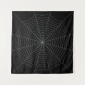 Zwart grijs spinweb Halloween patroon Wandkleed (Voorkant)