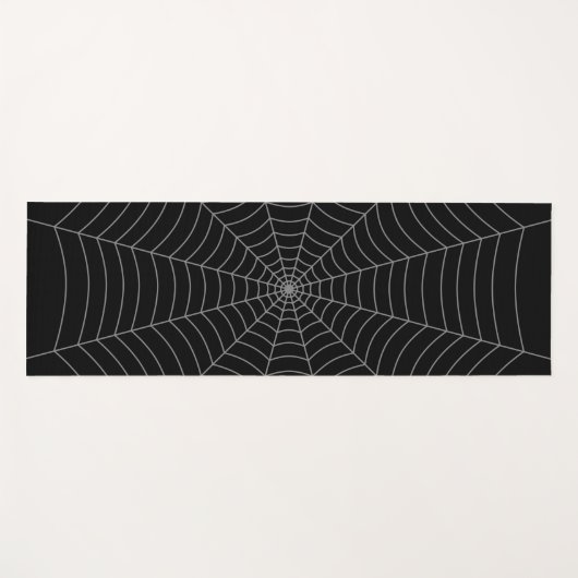 Zwart grijs spinweb Halloween patroon Yogamat (Voorkant (horizontaal))