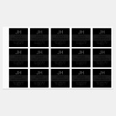 Zwart-grijs stijlvol modern monogram waterdicht labels (Vel)