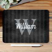 Zwart grijs  streepjesretro monogram muismat