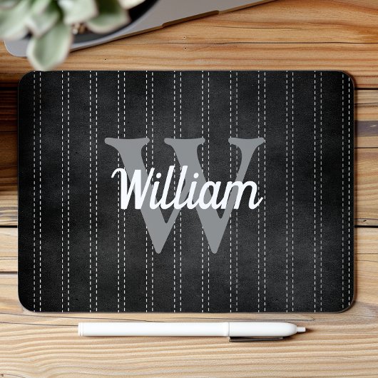 Zwart grijs  streepjesretro monogram muismat