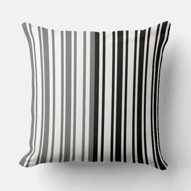 Zwart/grijs stripe Chevron Omkeerbaar Sierkussen (Voorkant)