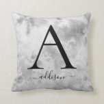 Zwart grijs Stropdas-kleurstofmonogram naam Kussen<br><div class="desc">Grijze en witte stropdas-kleurstof monogram en noem kussen voor haar bedding. Een stropdas-gekleurd gepersonaliseerd ontwerp waar ze van zal houden.</div>