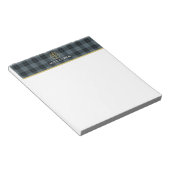 Zwart Grijs Tartan  Goud Logo Monogram Notitieblok (Schuin)