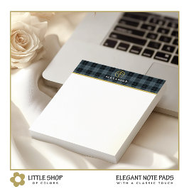 Zwart Grijs Tartan  Goud Logo Monogram Notitieblok