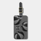 zwart grijs team kleuren basketbaltas bagagelabel (Voorkant verticaal)