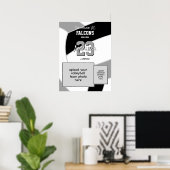 Zwart Grijs Team Kleuren Herdenkingsvolleybal Poster (Thuiskantoor)