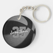 zwart grijs team kleuren jongens basketbal sleutelhanger (Achterkant)