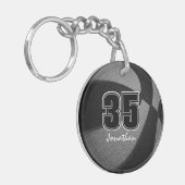 Zwart grijs team kleuren jongens basketbal sleutelhanger (Voorkant Links)