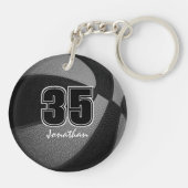 Zwart grijs team kleuren jongens basketbal sleutelhanger (Achterkant)