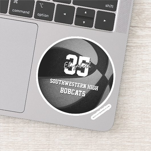 zwart grijs team kleuren jongens basketbal sticker (Detail)