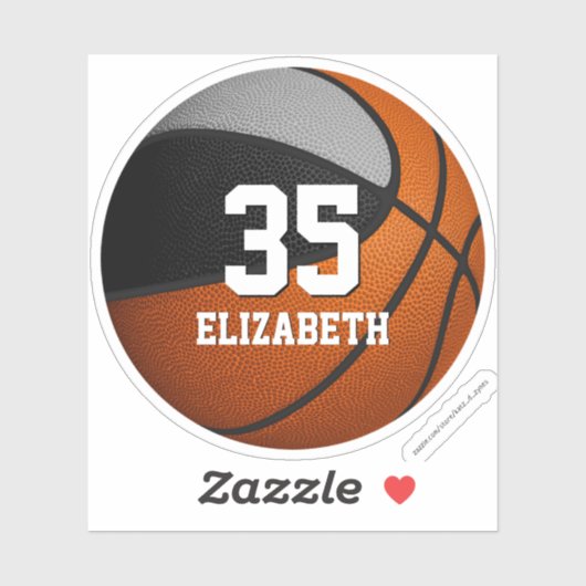 zwart grijs team kleuren jongens basketbal sticker (Vel)