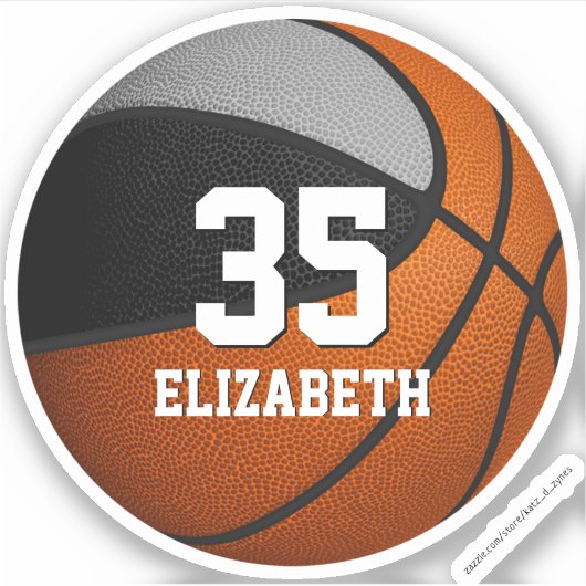 zwart grijs team kleuren jongens basketbal sticker (Voorkant)