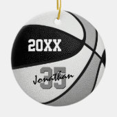 zwart grijs team kleuren jongens meisjes naam bask keramisch ornament (Voorkant)