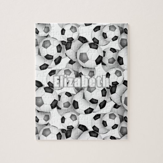 zwart grijs team kleuren jongens voetbal legpuzzel (Verticaal)