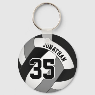 Zwart Grijs Team Kleuren Jongens Volleybal Custom Sleutelhanger