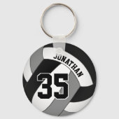 Zwart Grijs Team Kleuren Jongens Volleybal Custom Sleutelhanger (Achterkant)