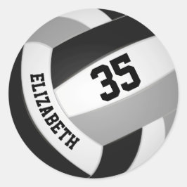 zwart grijs team kleuren jongens volleybal ronde sticker
