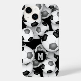 Zwart grijs team kleuren leuk voetballen patroon Case-Mate iPhone 14 hoesje