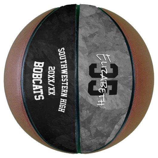 Zwart grijs team kleuren sport seizoen aandenken basketbal (Verticaal)