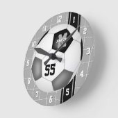 zwart grijs team kleuren varisiteit streept voetba ronde klok (Hoek)