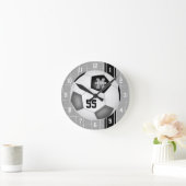 zwart grijs team kleuren varisiteit streept voetba ronde klok (Huis)