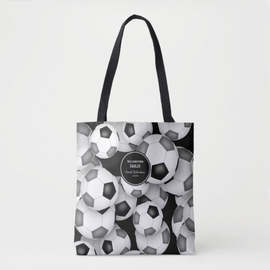 Zwart grijs team kleuren voetbal coach cadeau tote bag (Voorkant)