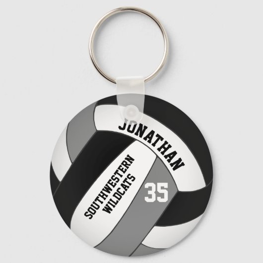 zwart grijs team kleuren volleybal jongens sleutelhanger (Voorkant)