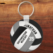 zwart grijs team kleuren volleybal jongens sleutelhanger (Voorkant)