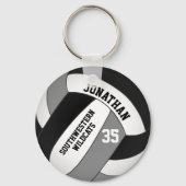 zwart grijs team kleuren volleybal jongens sleutelhanger (Achterkant)