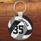 zwart grijs team kleuren volleybal voor jongens sleutelhanger (Achterkant)