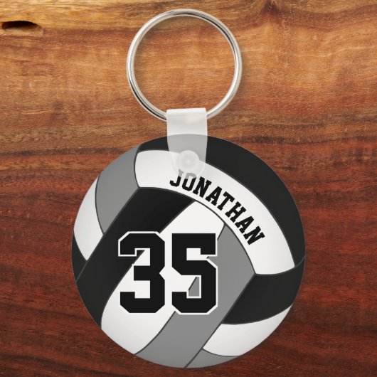 zwart grijs team kleuren volleybal voor jongens sleutelhanger (Voorkant)