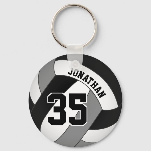 zwart grijs team kleuren volleybal voor jongens sleutelhanger (Achterkant)