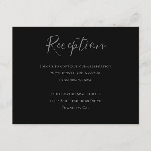 Zwart Grijs Typografie Receptie Informatie Informatiekaartje (Voorkant)