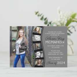 Zwart & Grijs Unieke Filmstrip 6 Foto Afstuderen Kaart