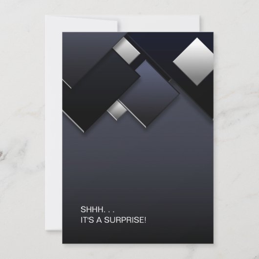 Zwart Grijs Verrassing 18e Verjaardagsfeestje Kaart (Achterkant)