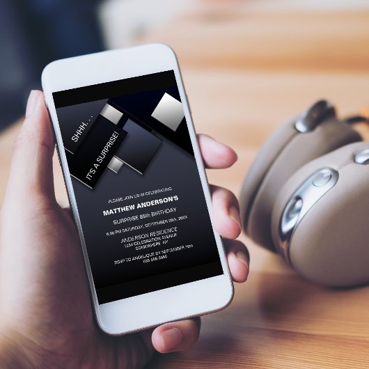 Zwart Grijs Verrassing 85e Verjaardagsfeestje Kaart