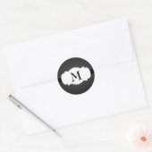 Zwart & Grijs Verticale Strepen Monogram Ronde Sticker (Envelop)