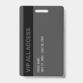 Zwart Grijs VIP All Access Event Pass Badge (Achterkant)