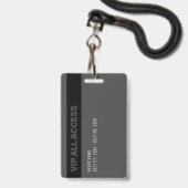 Zwart Grijs VIP All Access Event Pass Badge (Achterkant met lanyard)
