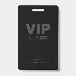 Zwart Grijs VIP All Access Event Pass Badge