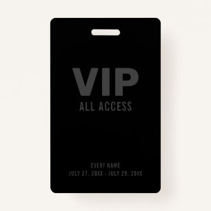 Zwart Grijs VIP All Access Event Pass Badge