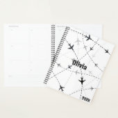 Zwart & grijs Vliegtuig Vliegen, Eenvoudig, Minima Planner (Display)